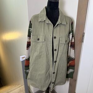 Thread & Supply Button Up Jacket Southwestern Navajo Blanket Print Western M